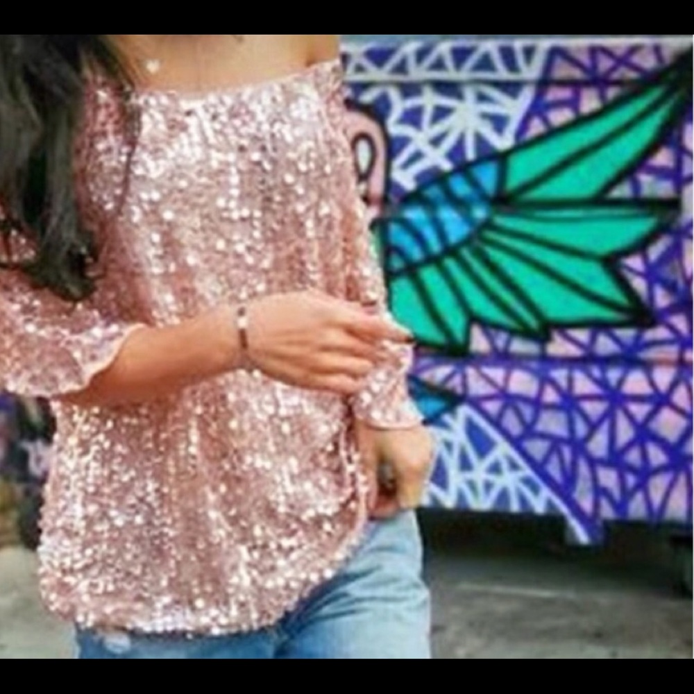 Dusty Rose Sequin Top, XL Brand New💞💗💞